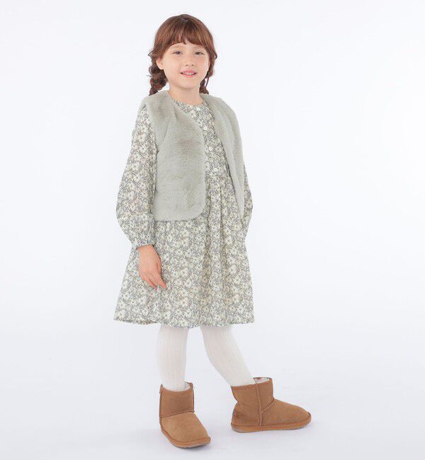 SHIPS KIDS「SHIPS KIDS:100～140cm / フェイクファー&times;リバティ ベスト」|ダウンベスト・ベスト|