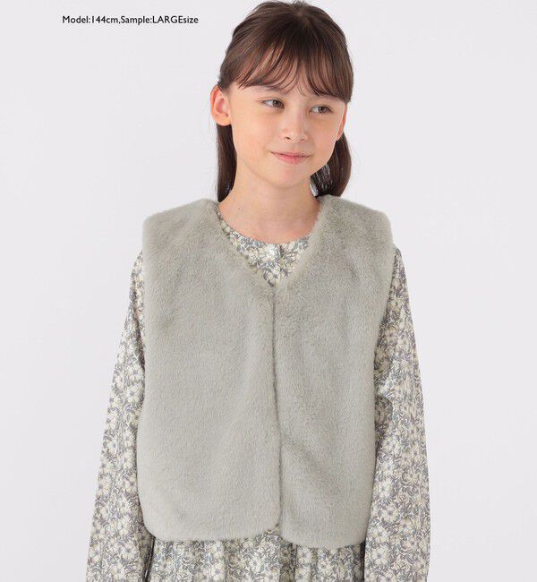 SHIPS KIDS「SHIPS KIDS:100～140cm / フェイクファー&times;リバティ ベスト」|ダウンベスト・ベスト|
