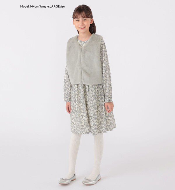SHIPS KIDS「SHIPS KIDS:100～140cm / フェイクファー&times;リバティ ベスト」|ダウンベスト・ベスト|