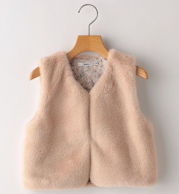 SHIPS KIDS「SHIPS KIDS:100～140cm / フェイクファー&times;リバティ ベスト」|ダウンベスト・ベスト|