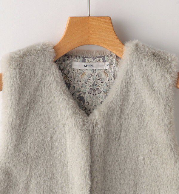 SHIPS KIDS「SHIPS KIDS:100～140cm / フェイクファー&times;リバティ ベスト」|ダウンベスト・ベスト|