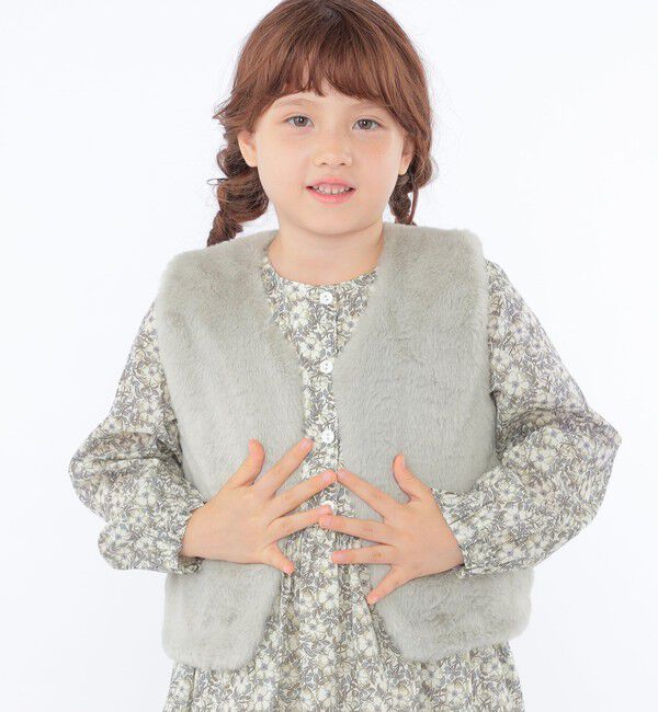 SHIPS KIDS「SHIPS KIDS:100～140cm / フェイクファー&times;リバティ ベスト」|ダウンベスト・ベスト|