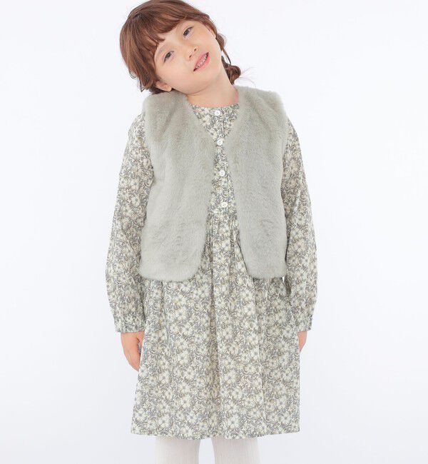 SHIPS KIDS「SHIPS KIDS:100～140cm / フェイクファー&times;リバティ ベスト」|ダウンベスト・ベスト|
