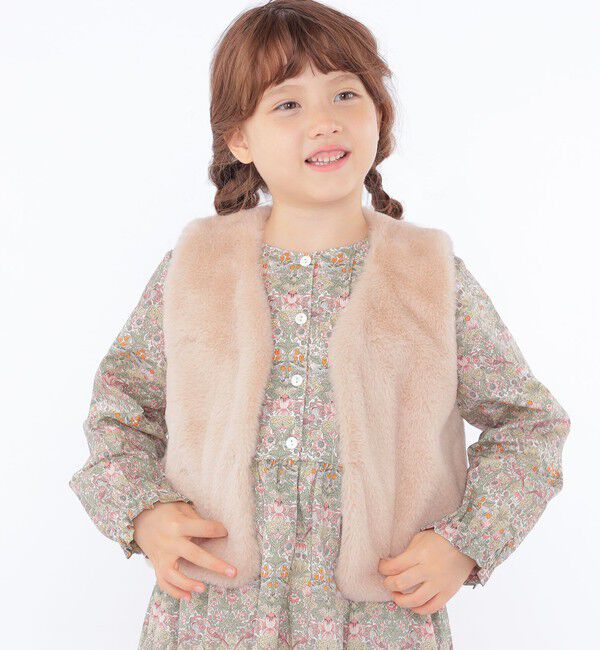 SHIPS KIDS「SHIPS KIDS:100～140cm / フェイクファー&times;リバティ ベスト」|ダウンベスト・ベスト|