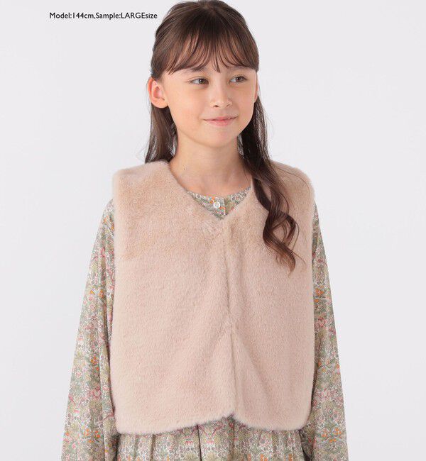 SHIPS KIDS「SHIPS KIDS:100～140cm / フェイクファー&times;リバティ ベスト」|ダウンベスト・ベスト|