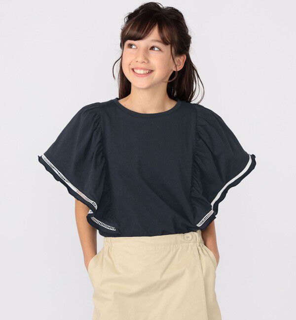 SHIPS KIDS「SHIPS KIDS:140～150cm / はしご レース 半袖 TEE」|Tシャツ・カットソー|