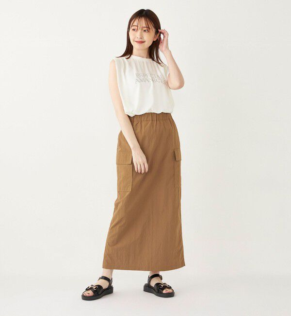 SHIPS Colors 「SHIPS Colors:〈手洗い可能〉フロッキーロゴ ノースリーブ トップス」|シャツ・ブラウス|