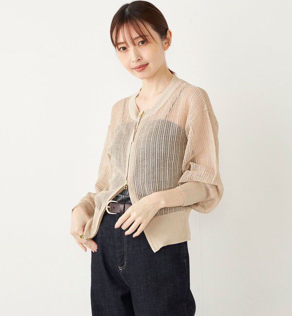 SHIPS Colors 「SHIPS Colors:〈手洗い可能〉ラメ メッシュ ジップ カーディガン」|カーディガン|