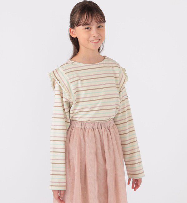 SHIPS KIDS「SHIPS KIDS:140～150cm / オーガニック コットン フリル プルオーバー」|Tシャツ・カットソー|