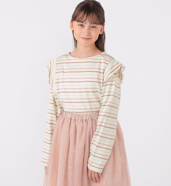 SHIPS KIDS「SHIPS KIDS:140～150cm / オーガニック コットン フリル プルオーバー」|Tシャツ・カットソー|