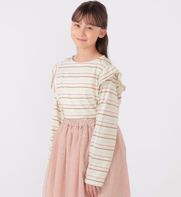 SHIPS KIDS「SHIPS KIDS:140～150cm / オーガニック コットン フリル プルオーバー」|Tシャツ・カットソー|
