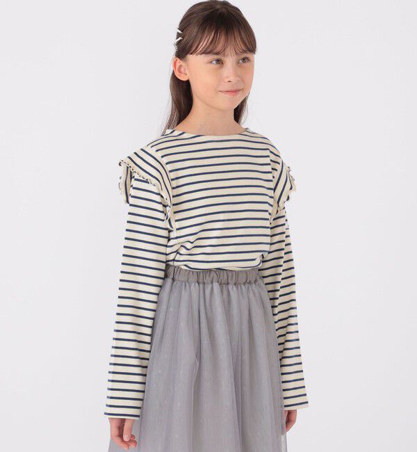 SHIPS KIDS「SHIPS KIDS:140～150cm / オーガニック コットン フリル プルオーバー」|Tシャツ・カットソー|