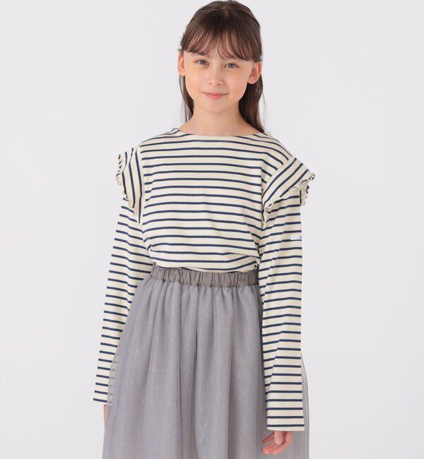 SHIPS KIDS「SHIPS KIDS:140～150cm / オーガニック コットン フリル プルオーバー」|Tシャツ・カットソー|