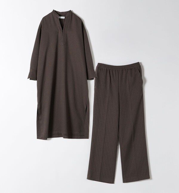 quaranciel「quaranciel:〈洗濯機可能〉ストライプ カフタンワンピース & パンツ セットアップ」|ワンピース|