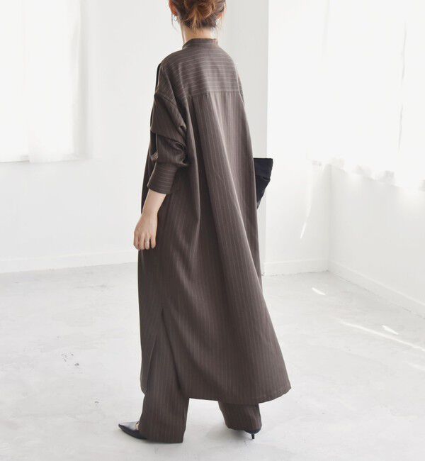 quaranciel「quaranciel:〈洗濯機可能〉ストライプ カフタンワンピース & パンツ セットアップ」|ワンピース|