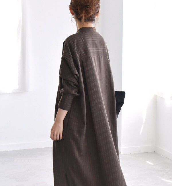 quaranciel「quaranciel:〈洗濯機可能〉ストライプ カフタンワンピース & パンツ セットアップ」|ワンピース|