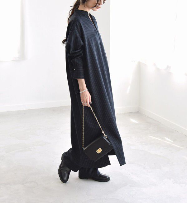 quaranciel「quaranciel:〈洗濯機可能〉ストライプ カフタンワンピース & パンツ セットアップ」|ワンピース|