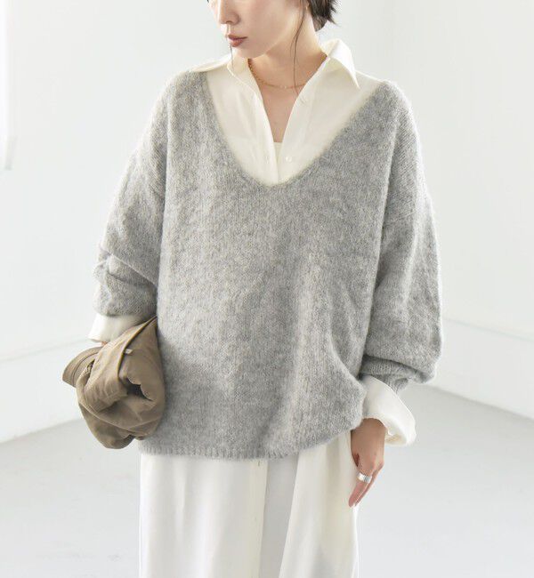 quaranciel「quaranciel:〈洗濯可能〉Vネック ニット ＆ シャツ ワンピース セット」|ワンピース|