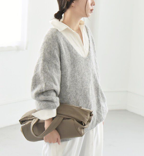 quaranciel「quaranciel:〈洗濯可能〉Vネック ニット ＆ シャツ ワンピース セット」|ワンピース|