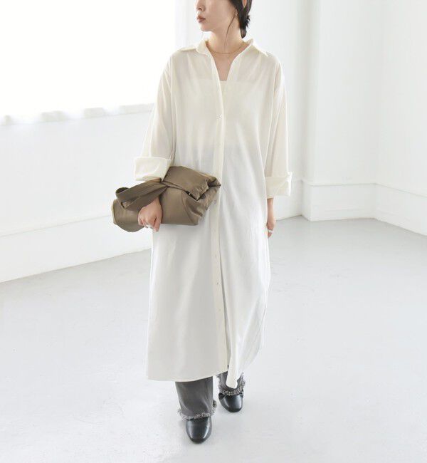 quaranciel「quaranciel:〈洗濯可能〉Vネック ニット ＆ シャツ ワンピース セット」|ワンピース|