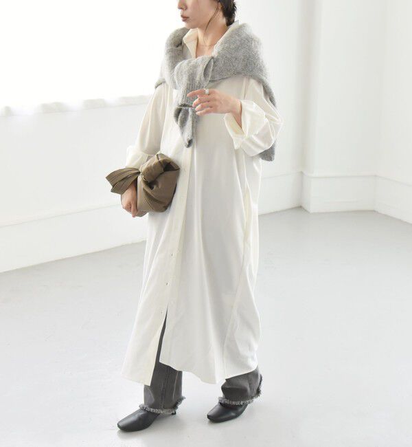 quaranciel「quaranciel:〈洗濯可能〉Vネック ニット ＆ シャツ ワンピース セット」|ワンピース|