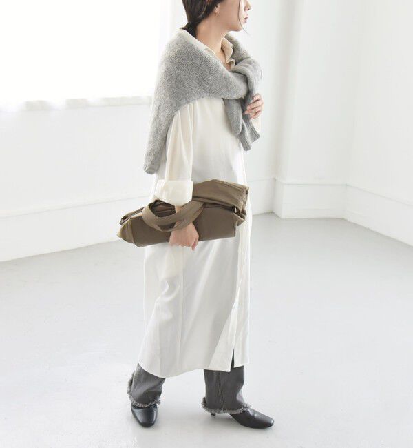 quaranciel「quaranciel:〈洗濯可能〉Vネック ニット ＆ シャツ ワンピース セット」|ワンピース|