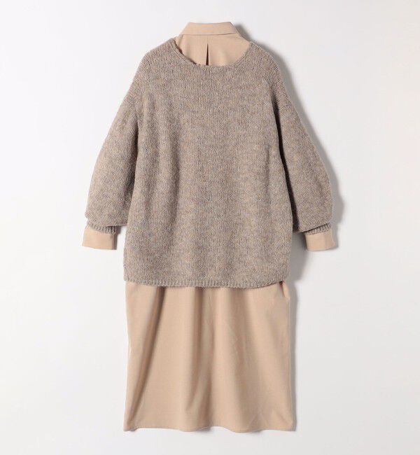 quaranciel「quaranciel:〈洗濯可能〉Vネック ニット ＆ シャツ ワンピース セット」|ワンピース|