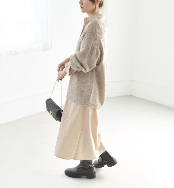 quaranciel「quaranciel:〈洗濯可能〉Vネック ニット ＆ シャツ ワンピース セット」|ワンピース|