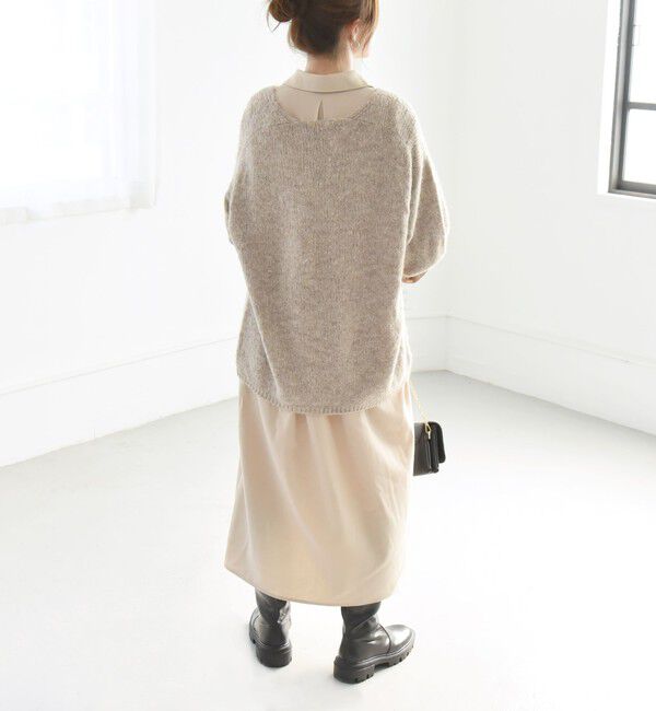 quaranciel「quaranciel:〈洗濯可能〉Vネック ニット ＆ シャツ ワンピース セット」|ワンピース|