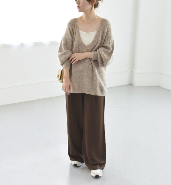 quaranciel「quaranciel:〈洗濯可能〉Vネック ニット ＆ シャツ ワンピース セット」|ワンピース|