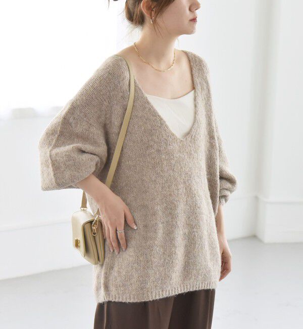 quaranciel「quaranciel:〈洗濯可能〉Vネック ニット ＆ シャツ ワンピース セット」|ワンピース|