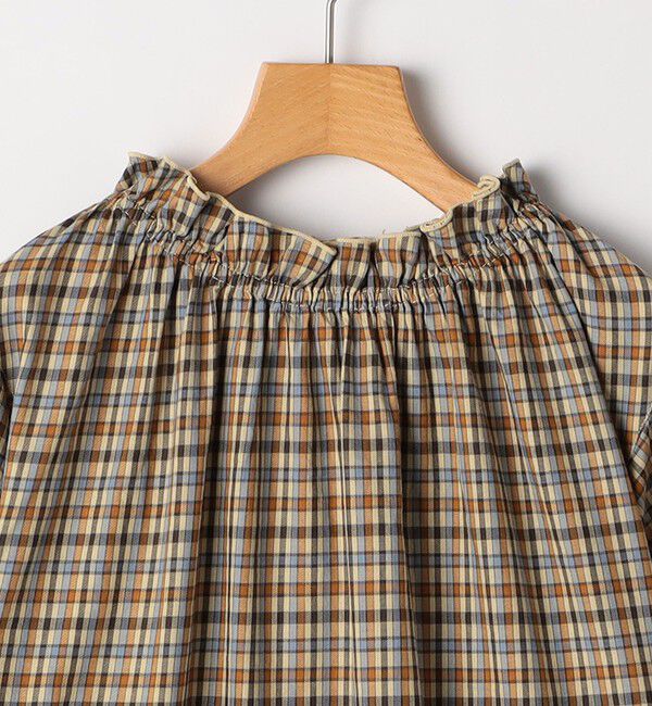 SHIPS KIDS「ARCH&LINE:155cm / オーガニック コットン チェック フリル ブラウス」|シャツ・ブラウス|