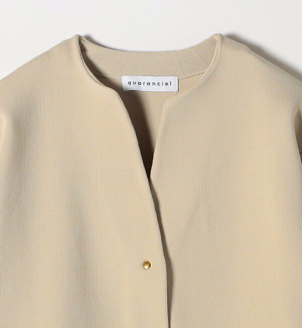 quaranciel「quaranciel:〈手洗い可能〉ノーカラー ポケット ニット ジャケット」|ノーカラージャケット|
