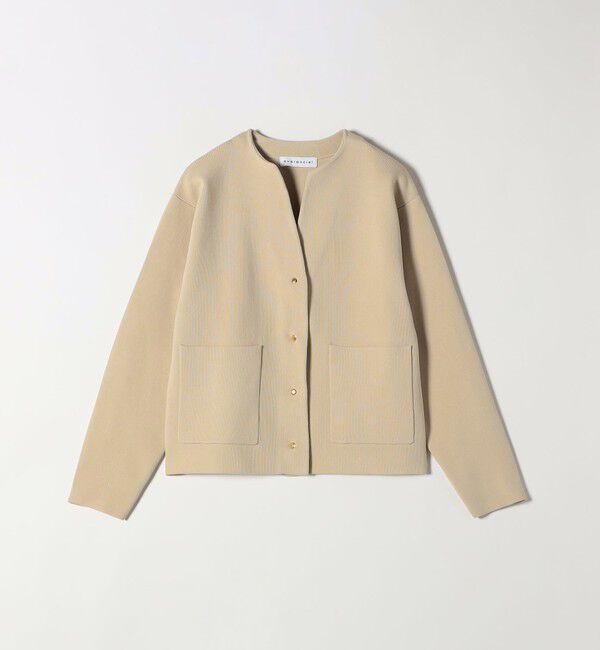 quaranciel「quaranciel:〈手洗い可能〉ノーカラー ポケット ニット ジャケット」|ノーカラージャケット|