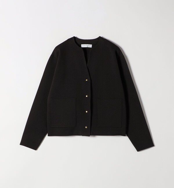 quaranciel「quaranciel:〈手洗い可能〉ノーカラー ポケット ニット ジャケット」|ノーカラージャケット|