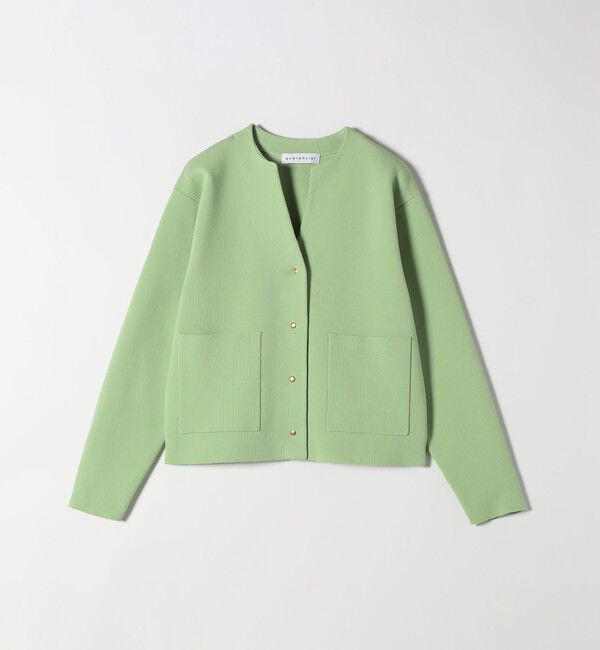 quaranciel「quaranciel:〈手洗い可能〉ノーカラー ポケット ニット ジャケット」|ノーカラージャケット|