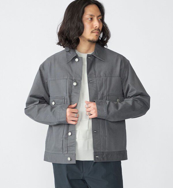 SHIPS「SHIPS: サテン ストレッチ ピーチ ジャケット」|ブルゾン・スタジャン|チャコールグレー