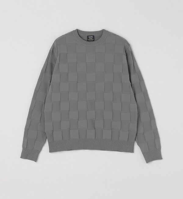 SHIPS「SHIPS: 〈手洗い可能〉Amossa(R) シャンティ ブロック リンクス編み 長袖 ニット」|ニット・セーター|