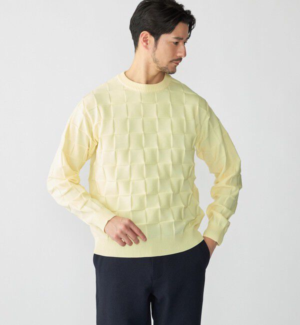 SHIPS「SHIPS: 〈手洗い可能〉Amossa(R) シャンティ ブロック リンクス編み 長袖 ニット」|ニット・セーター|