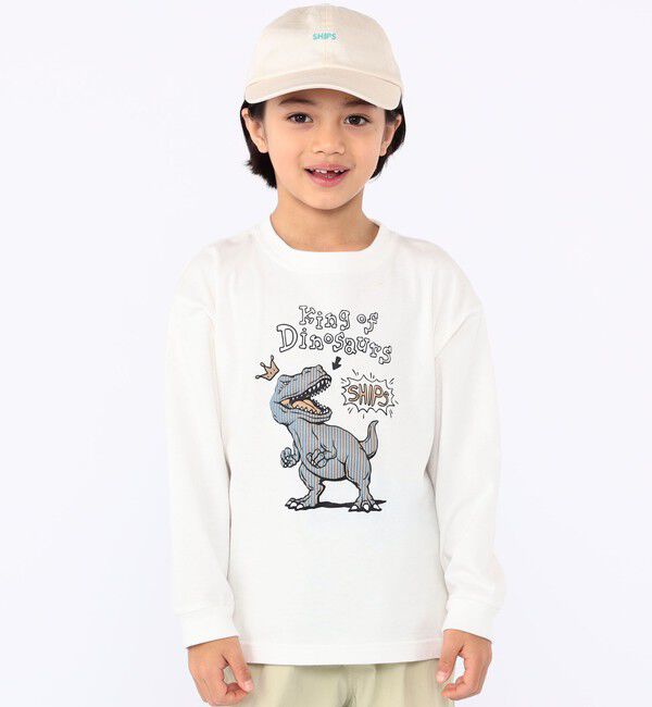 SHIPS KIDS「SHIPS KIDS:100～130cm / ダイナソー チェンジ 長袖 TEE」|Tシャツ・カットソー|ホワイト