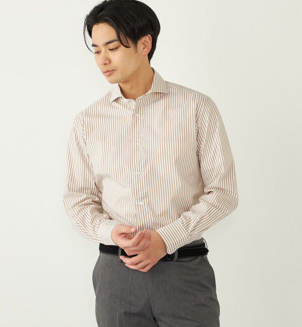 SHIPS Colors 「SHIPS Colors:ストライプ ワイドカラー ロングスリーブ シャツ」|シャツ・ブラウス|