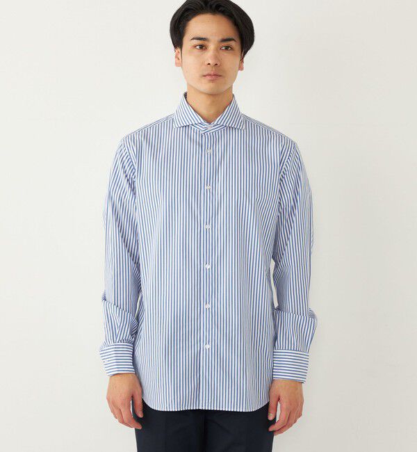 SHIPS Colors 「SHIPS Colors:ストライプ ワイドカラー ロングスリーブ シャツ」|シャツ・ブラウス|