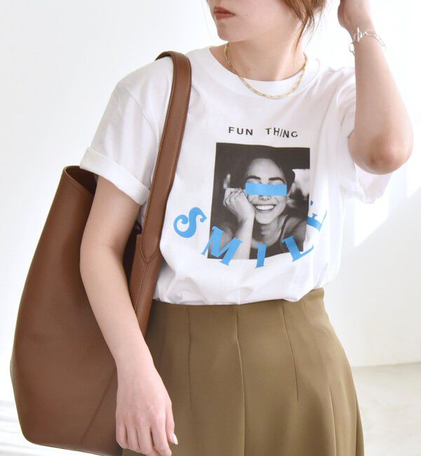 quaranciel「ANGE IN DISGUISE:〈手洗い可能〉コットン フォト & ロゴ TEE」|Tシャツ・カットソー|