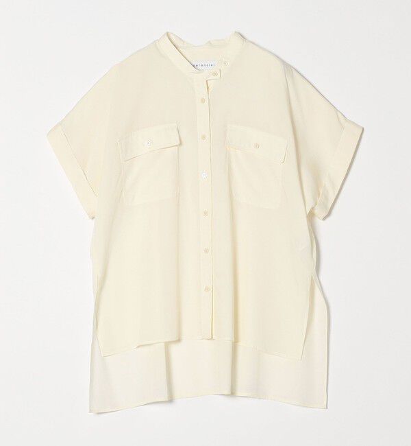 quaranciel「quaranciel:〈手洗い可能〉バンドカラー ハーフスリーブ ポケット ワーク シャツ」|シャツ・ブラウス|