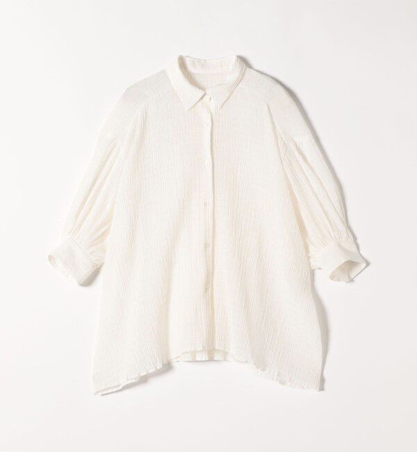 quaranciel「quaranciel :〈洗濯機可能〉シアー バンピー レギュラーカラー パフ シャツ ブラウス」|シャツ・ブラウス|