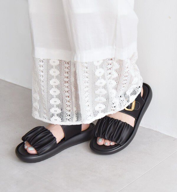 quaranciel「quaranciel: ギャザー デザイン ベルト サンダル」|サンダル|