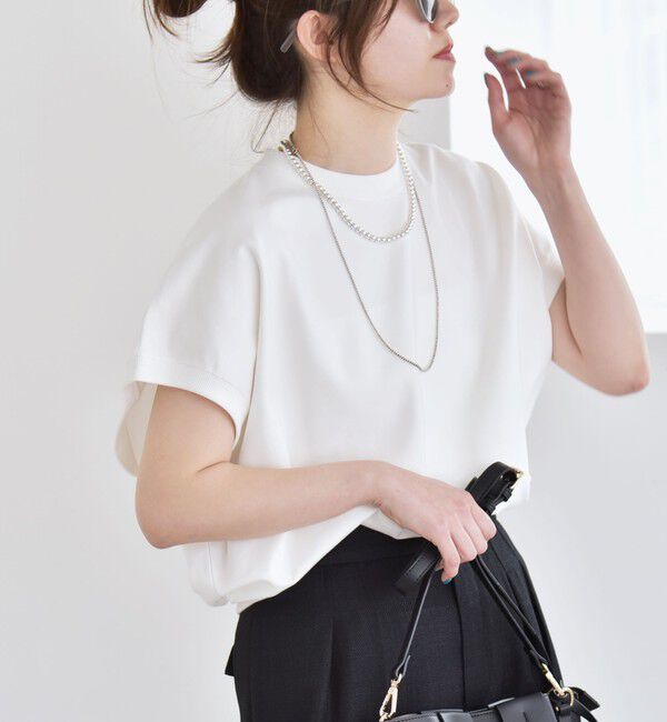 quaranciel「quaranciel:〈洗濯機可能〉ライト ポンチ コンパクト フレンチスリーブ TEE」|Tシャツ・カットソー|