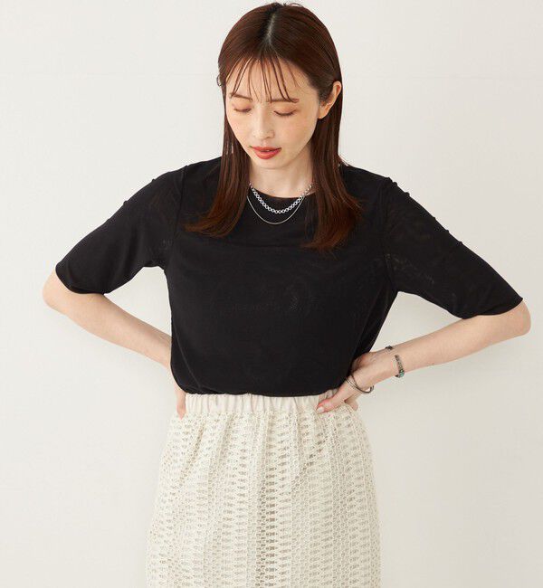 SHIPS Colors 「SHIPS Colors:〈手洗い可能〉チュール ショートスリーブ トップス」|Tシャツ・カットソー|