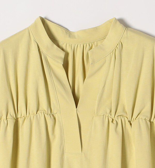 quaranciel「quaranciel:〈手洗い可能〉ギャザー スキッパー バンドカラー プルオーバー」|Tシャツ・カットソー|