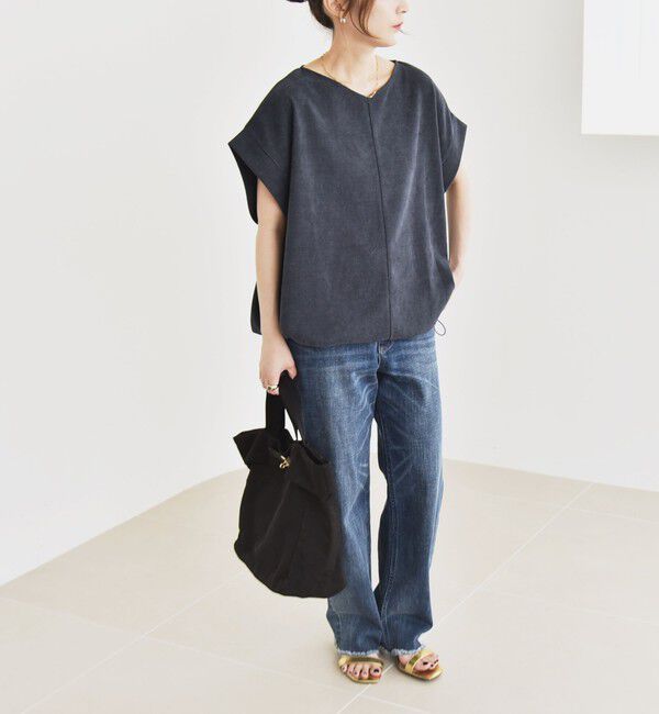 quaranciel「quaranciel:〈洗濯機可能〉ポリエステル ベロア ドロスト ルーズ プルオーバー」|Tシャツ・カットソー|